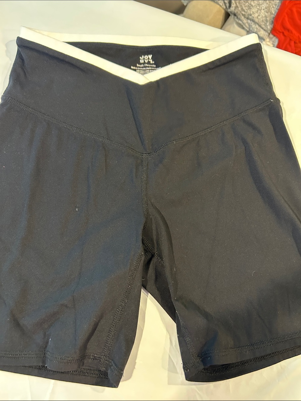 JoyLab Black Bike Shorts with White V-Waist Trim